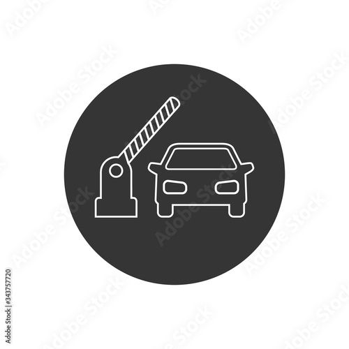 Open barrier, car vector line icon on white