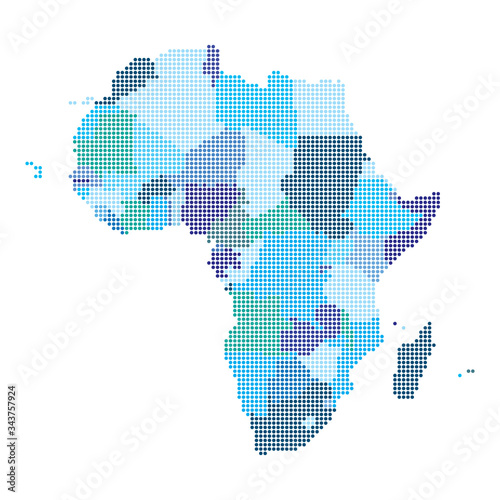 Africa map made from halftone dot pattern