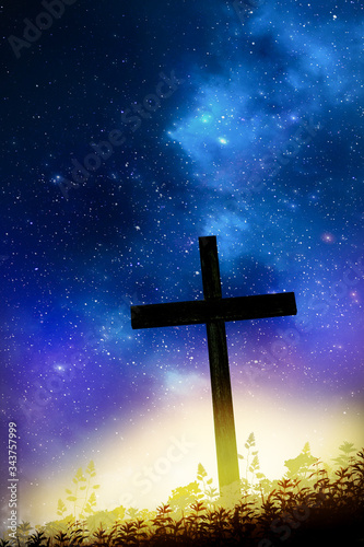Photography Wooden Cross at sunrise