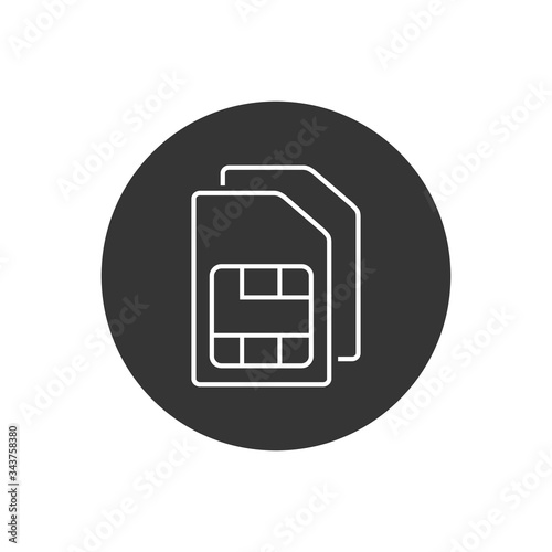 Sim card vector line icon. Sim card icon symbol. Sim card mobile slot icon