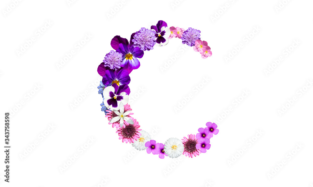 花文字(花フォント、春の花):アルファベットのC 花文字(花フォント、春の花):アルファベットのC