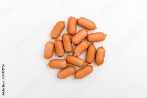 Vienna sausage on white background