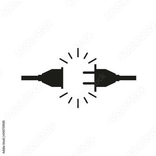 Electrical outlet with plug. The concept of connection and disconnection. The electrical outlet and plug are disconnected