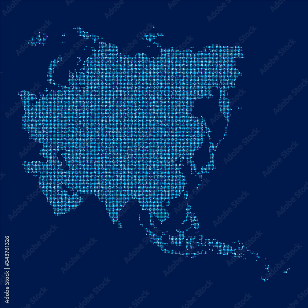 Asia map made from halftone dot pattern