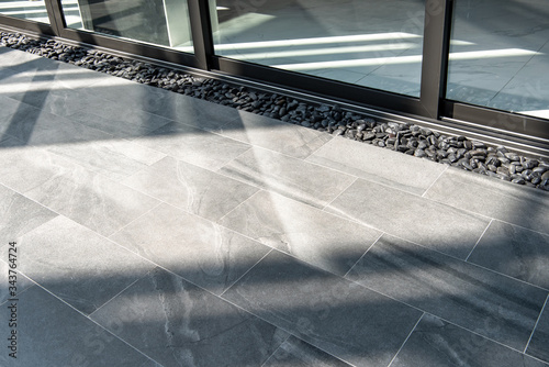 Fotografie beautiful terrace, grey floor tile outdoor.