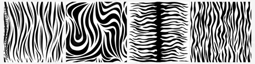 Textural white black camouflage, graphic lines, abstract, popular and psychedelic zebra style. Can be used for printing onto fabric, in wallpapers, illustrations. Isolated on a white background.