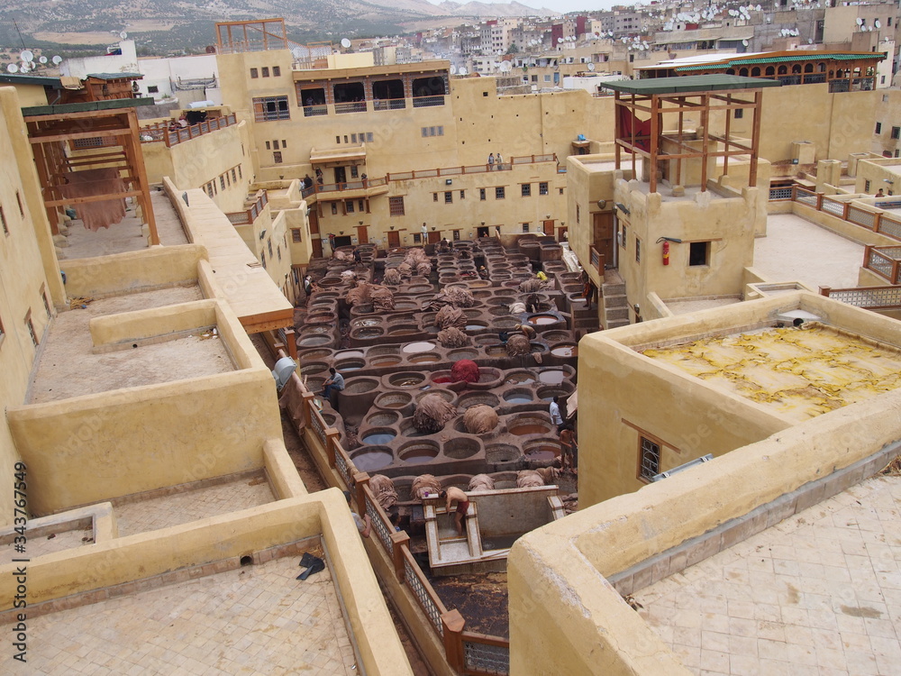 Tanneries in the medina, Fez, Morocco