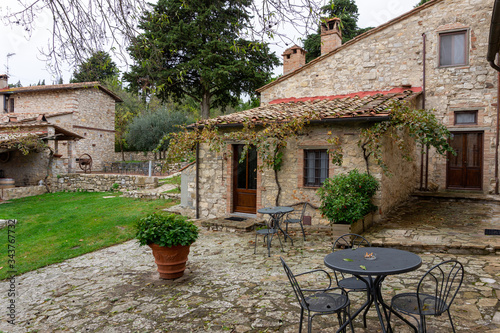 Castellina in Chianti, Italy - NOVEMBER 2, 2019: view of the farmhouse 