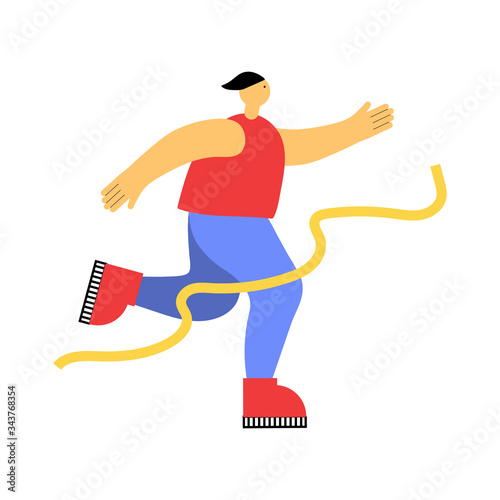 male sports running flat illustration on white background