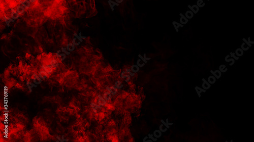 Blur red smoke on isolated black backgroind. Misty texture overlays. Stock illustration. © Victor