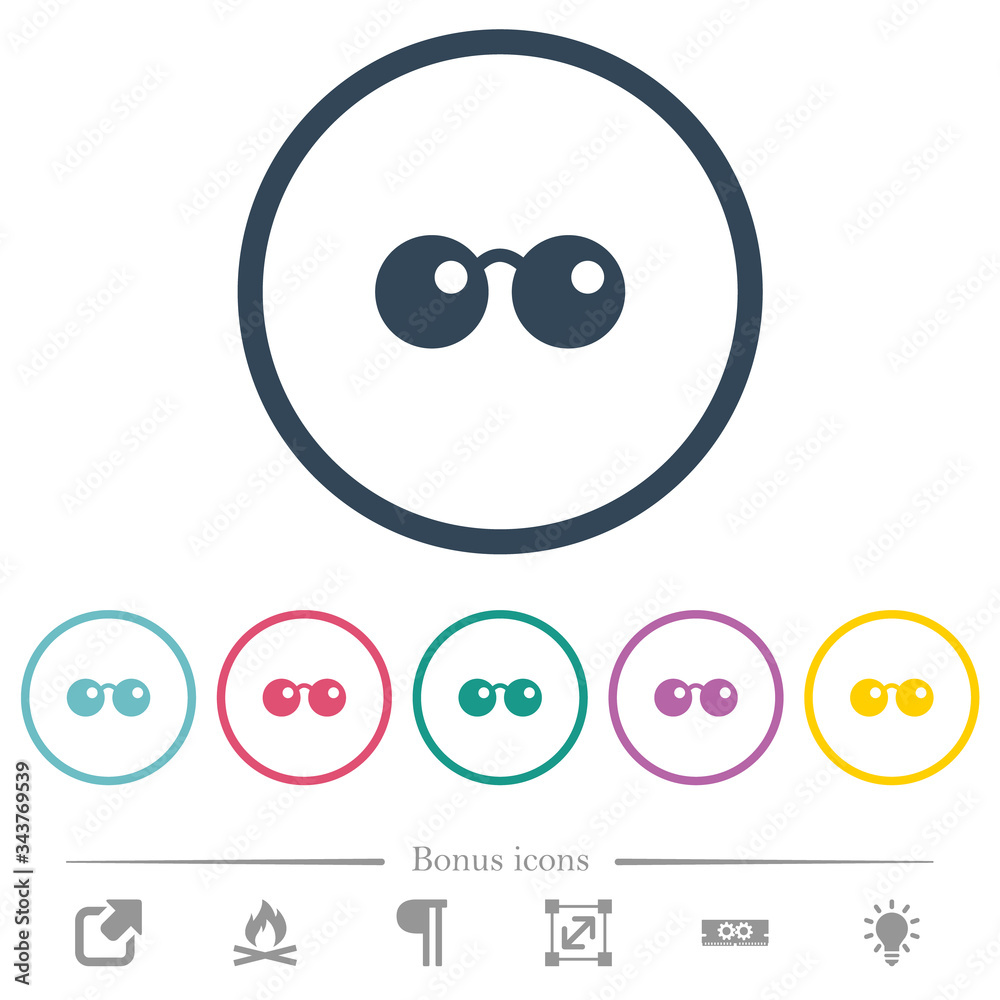 Sunglasses flat color icons in round outlines Sunglasses flat color icons in round outlines