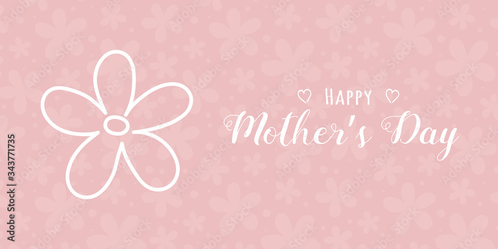 Mother’s Day banner with hand drawn flower and greetings. Vector