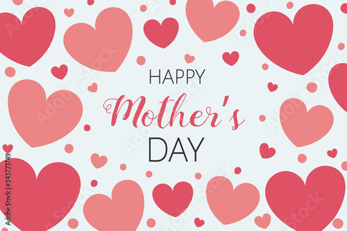 Mother’s Day card with hand drawn hearts and greetings. Vector