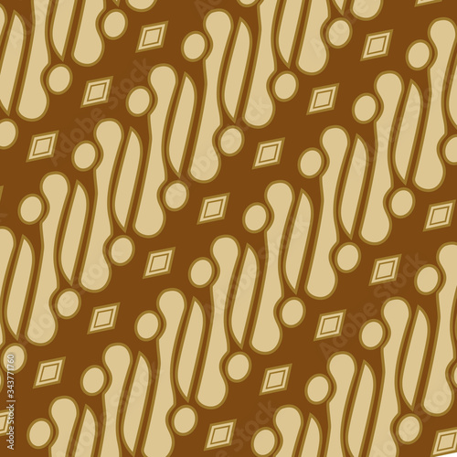 Art work Javanese batik with beautiful motif and seamless brown color