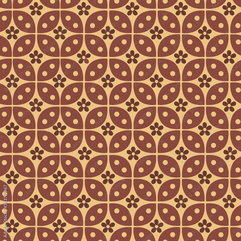 Javanese batik modern pattern with seamless brown color