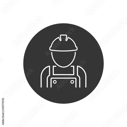 Construction worker vector line icon in flat
