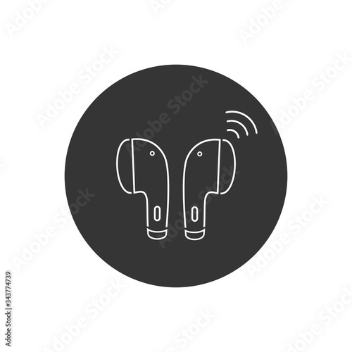 Earphone bluetooth line icon design. Earphone icon in modern flat style design. Vector illustration