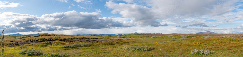 Panorama of a green landscape in Iceland Panorama of a green landscape in Iceland