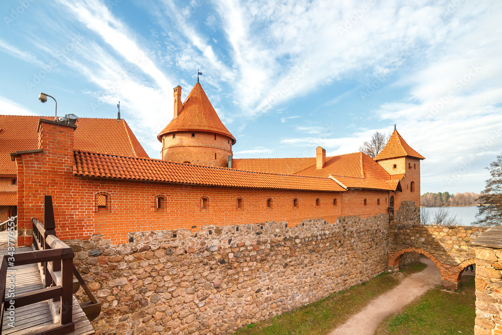 Trakai, Lithuania, November 2, 2014. Trakai castle, a fragment of the courtyard