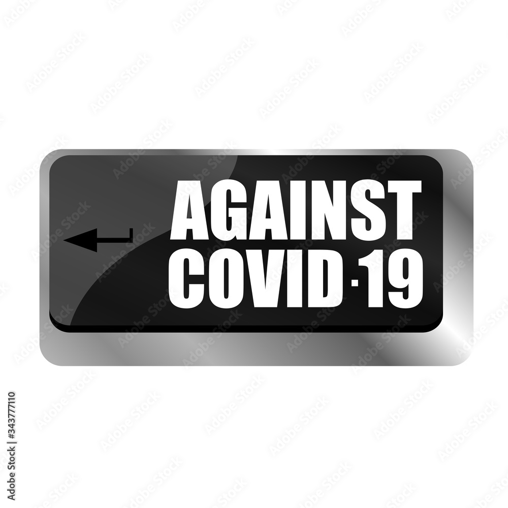 Against Covid-19. Computer keyboard with a key and the message covid-19. Coronavirus disease COVID-19 Against Covid-19. Computer keyboard with a key and the message covid-19. Coronavirus disease COVID-19