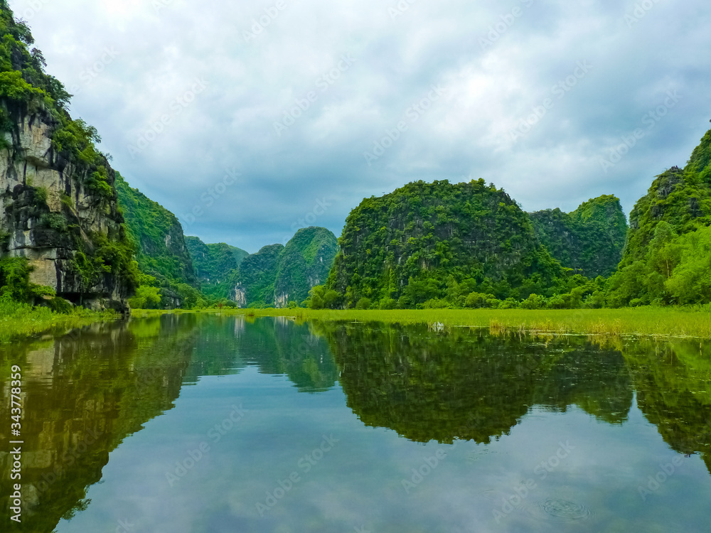 Quiet Ride On Peaceful Tam Coc River, Ninh Binh, Vietnam