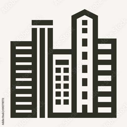 Minimal city skyscapers buildings vector icon
