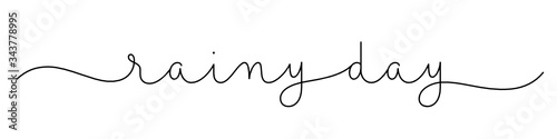 RAINY DAY black vector monoline calligraphy banner with swashes