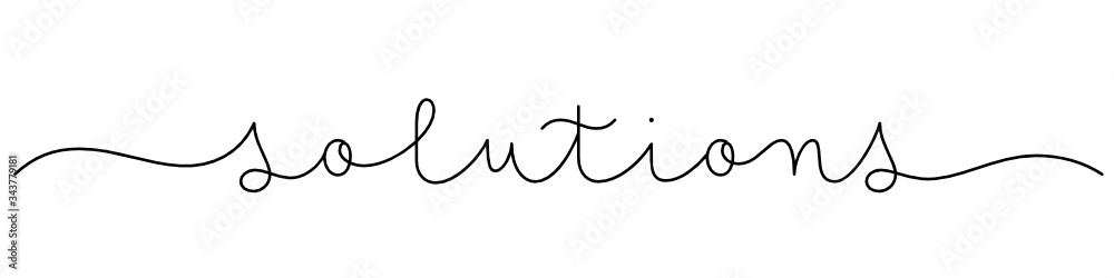 SOLUTIONS black vector monoline calligraphy banner with swashes SOLUTIONS black vector monoline calligraphy banner with swashes