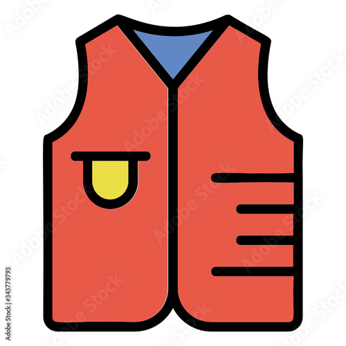 Life Saving Costume, Camping and Outdoor Outfit Concept, Climber Safety Jacket Design, Box wall baffle constructed Expedition Vest  on white background, Safety Gear Sign  