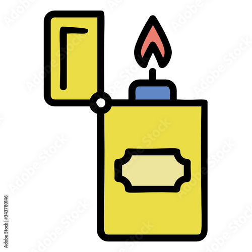Open View of refillable butane lighter vector color Icon Design, Campsite and expedition Lighter on white background 