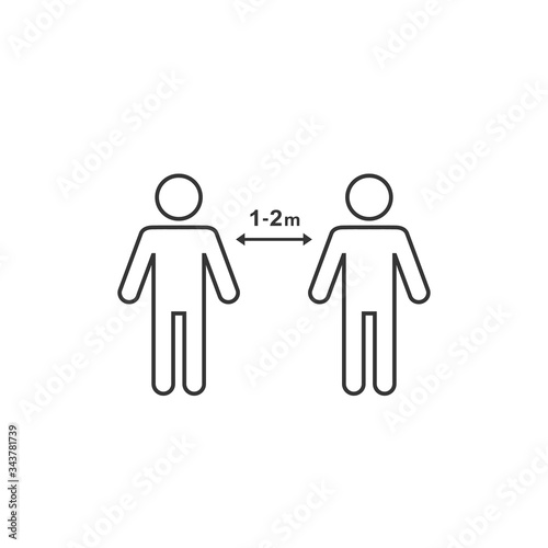 Keep distance icon. Coronovirus epidemic protective equipment. Preventive measures. Steps to protect yourself. Keep the 1 meter distance. Vector illustration