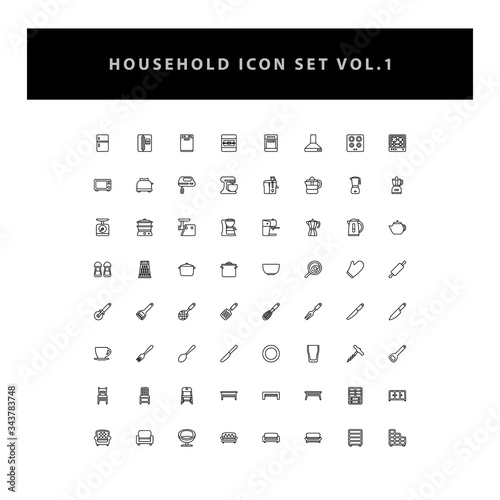 household appliances vector icons set vol 1 with outline design