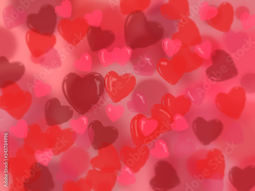 Abstract red, pink heart background. Concept love, valentine day greeting card.