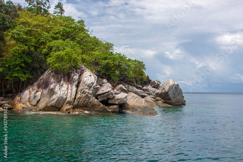 Stone cliff near island in thailand