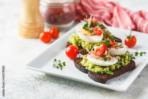 Toast with avocado and egg