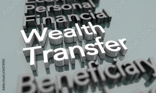 Foto Wealth Transfer Income Redistribution Balance Words 3d Illustration