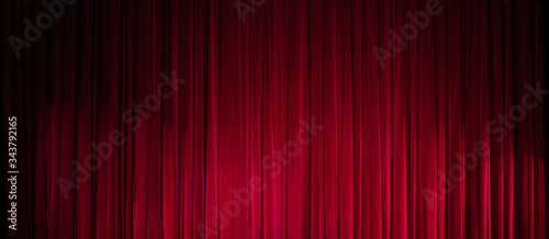 scene, a dark red curtain theater