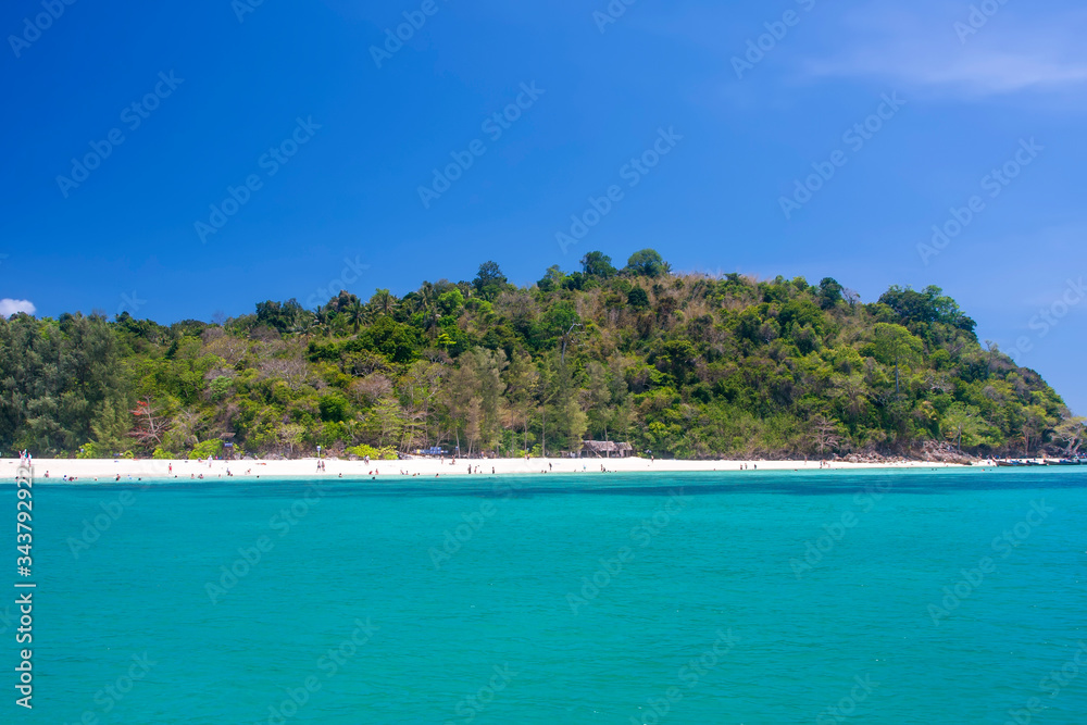 Sandy beach on the tropical coast of the Andaman Sea