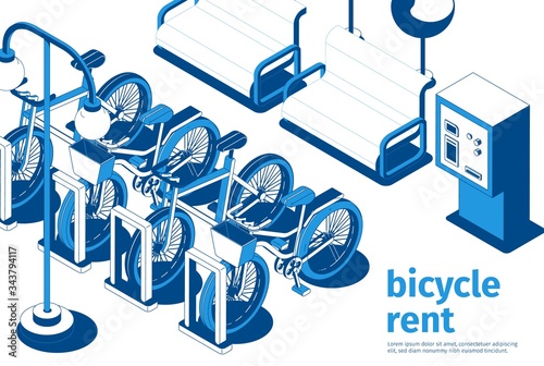 Bicycle Rent Isometric Illustration