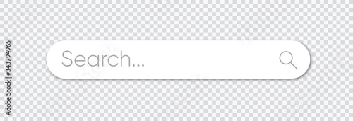 Search bar, search boxes with shadow on transparent background - stock vector.