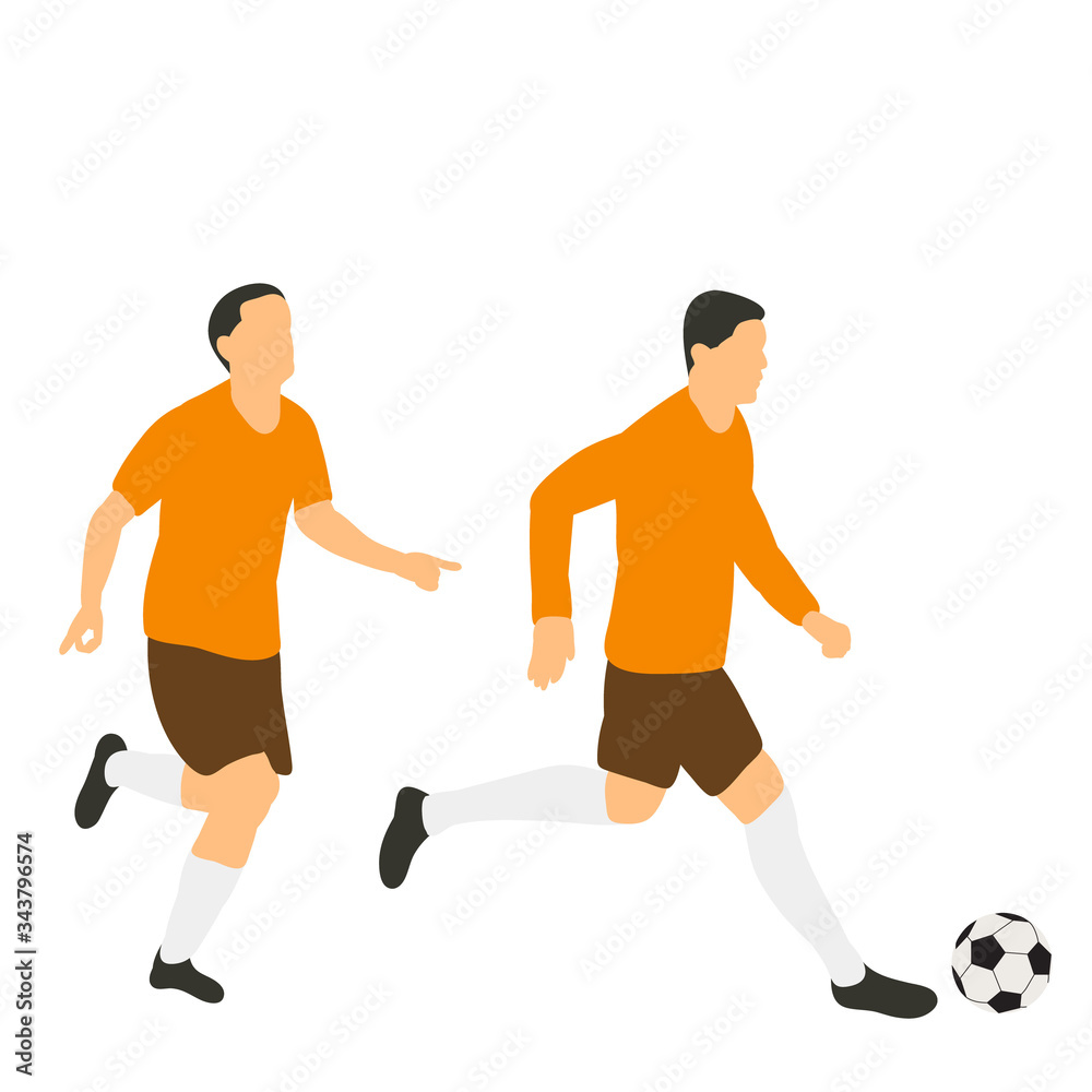 vector, on a white background, soccer players in a flat style