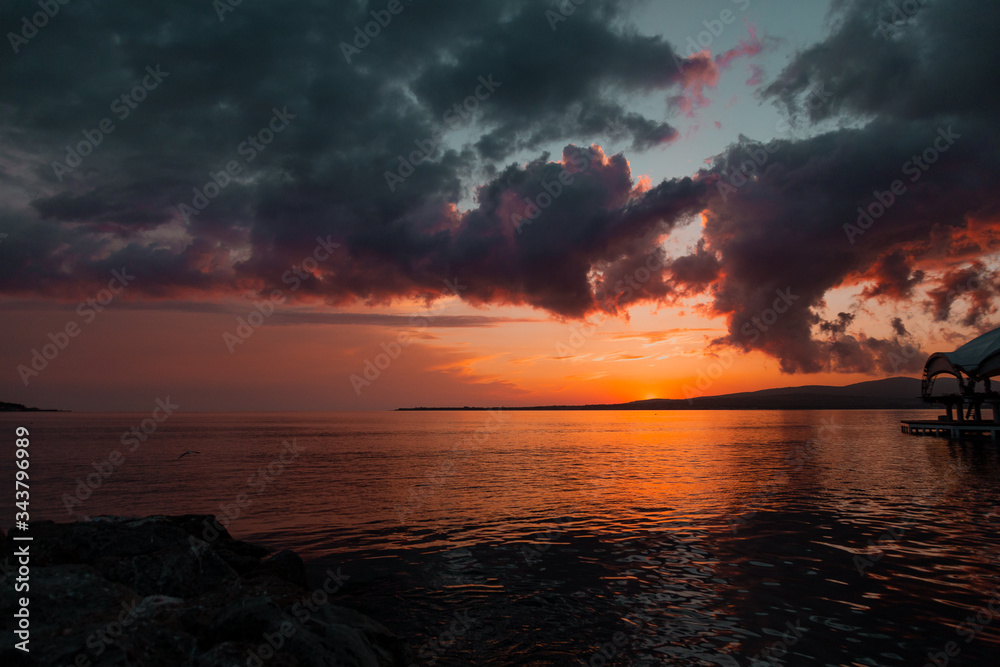 Sunset on black sea at the summer