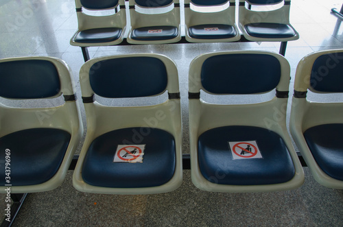 Social distancing seats in public place is 1 metre apart