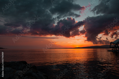 Obraz na płótnie Sunset on black sea at the summer w salonie