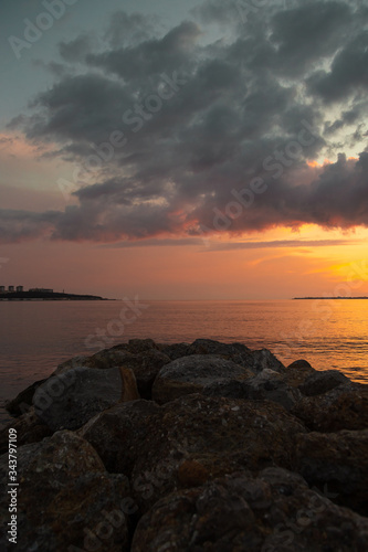 Sunset on black sea at the summer © antonburkhan