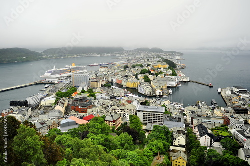 Alesund. Buildings and architecture of one of the most beautiful cities in Norway.