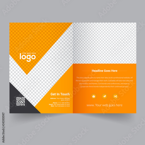 Bi-fold Brochure Template Design.Corporate & Business Concept 