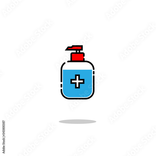 Disinfection. Hand sanitizer bottle icon, washing gel. Vector illustrationDisinfection. Hand sanitizer bottle icon, washing gel. Vector illustration	
