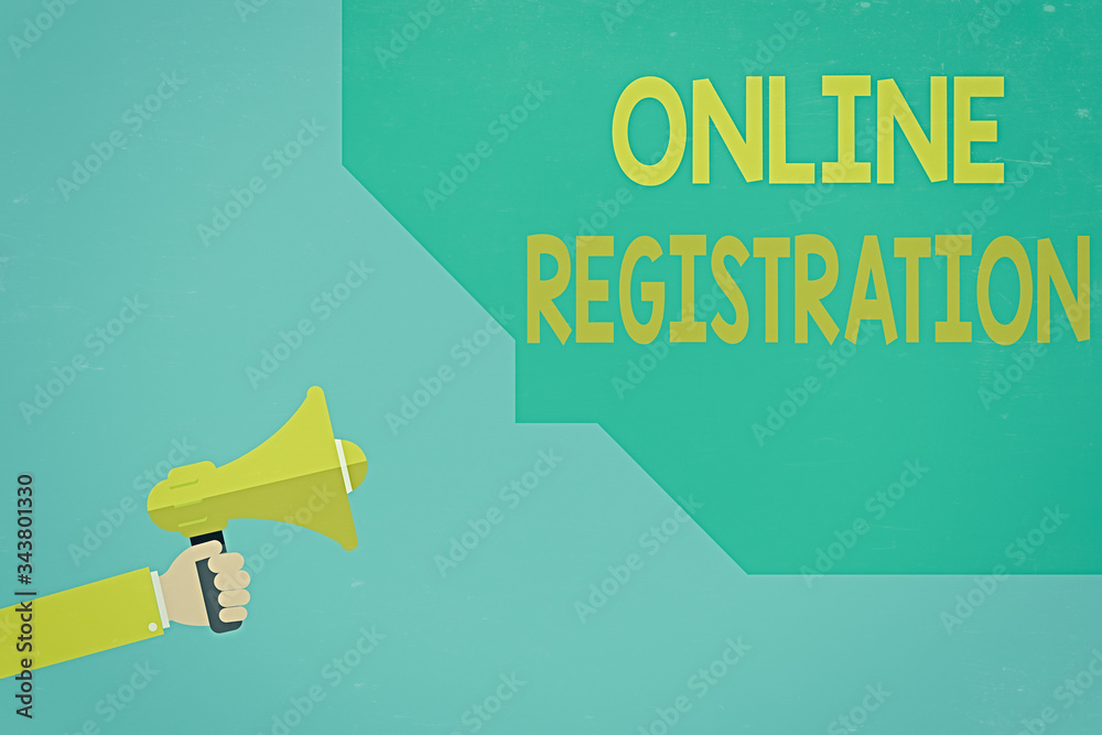Writing note showing Online Registration. Business concept for Process ...