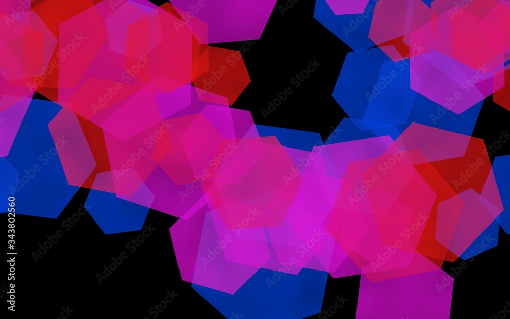 Multicolored translucent hexagons on dark background. Green tones. 3D illustration Multicolored translucent hexagons on dark background. Green tones. 3D illustration